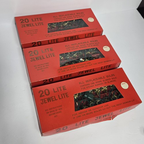 Vintage Jewel-Lite 60 Small Christmas Lights 3 Boxes Working Missing Spare Bulb