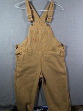 Dickies Overalls Mens Small Brown Canvas Bib Workwear Pockets 30 Inseam Utility