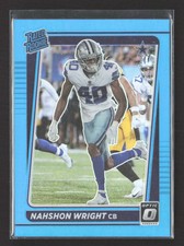 2021 Panini Donruss Optic Prizm Nahshon Wright #285 Blue 120/299