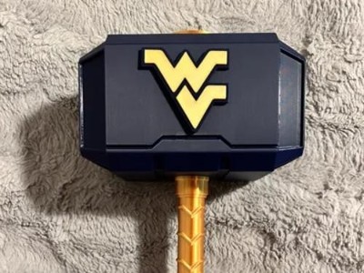 College West Virginia Mountaineers Themed Mjolnir Thor's Hammer