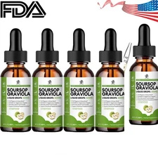 5*60ml Soursop Graviola Liquid Drops 1800mg Natural Antioxidant Immune Boost