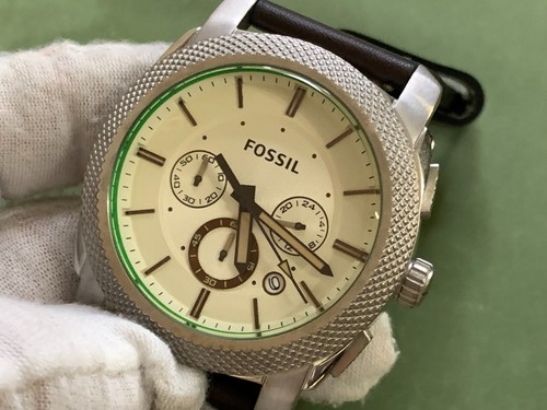 Fossil Nate FS5108 Brown Leather White Dial Chronograph Date Quartz Men's Watch - Picture 3 of 19