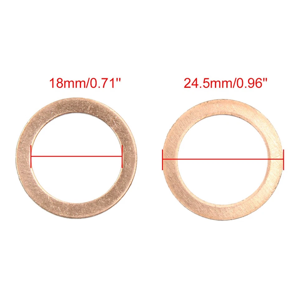 Pieza universal de 20 anillo de junta de sellado plano para arandela de trituración de cobre de 18 mm de diámetro interior Foto 3 de 3