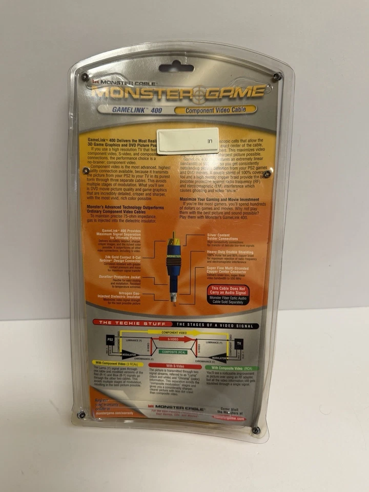 NOS Monster Gamelink 400 10ft AV Component Cable For PlayStation 2 PS1 PS2 PS3 - Image 4 of 4