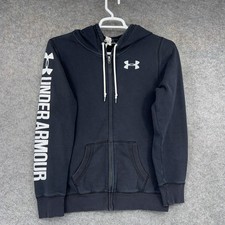 Under Armour Hoodie Youth Medium Black ColdGear Full Zip Logo Sweatshirt