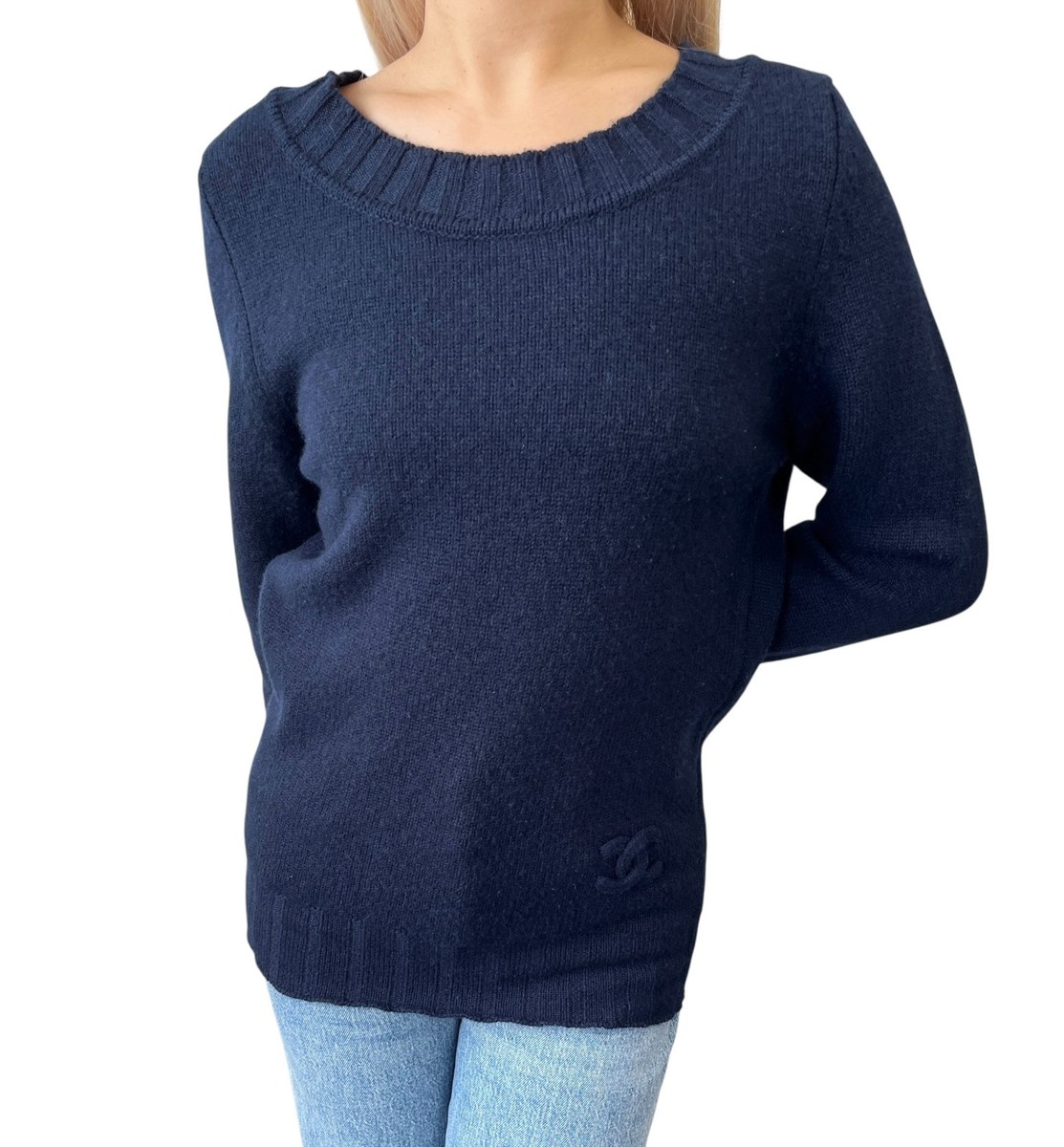 CHANEL Vintage P44576 CC Mark Logo Cashmere Knit Sweater Top #36