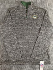 NFL Team Apparel Green Bay Packers Pullover Men's Med Gray/Green Quarter Zip 1/4