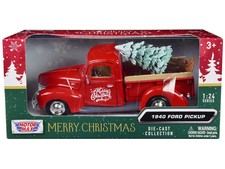 1940 Ford Pickup Truck Red Merry Christmas With Tree Accessory 124 Diecast 1940 Ford Pickup Truck Red Merry Christmas With Tree Accessory 124 Diecast