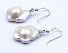 Introvabili FAVOLOSI ORECCHINI pendenti ARGENTO 925 PERLE VERE NATURALI FIORE