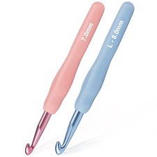 2pack Size 7.0mm L / 8.0mm Crochet Hooks Super Smooth  Ergonomic For Beginner A