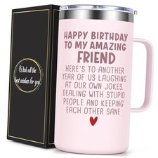  Best Friend Birthday Gifts for Women, 20oz Insulated Coffee Mug, Rose Quartz-1