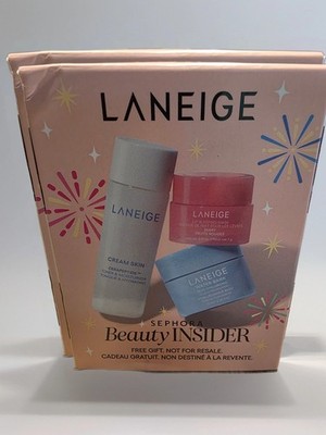 Laneige 3 Piece Travel Kit Water Bank Cream Toner Lip Sleeping Mask NEW