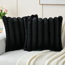 Faux Fur Throw Pillow Covers 26x26 Inch Set of 26" x 26" Pack of 2 Black
