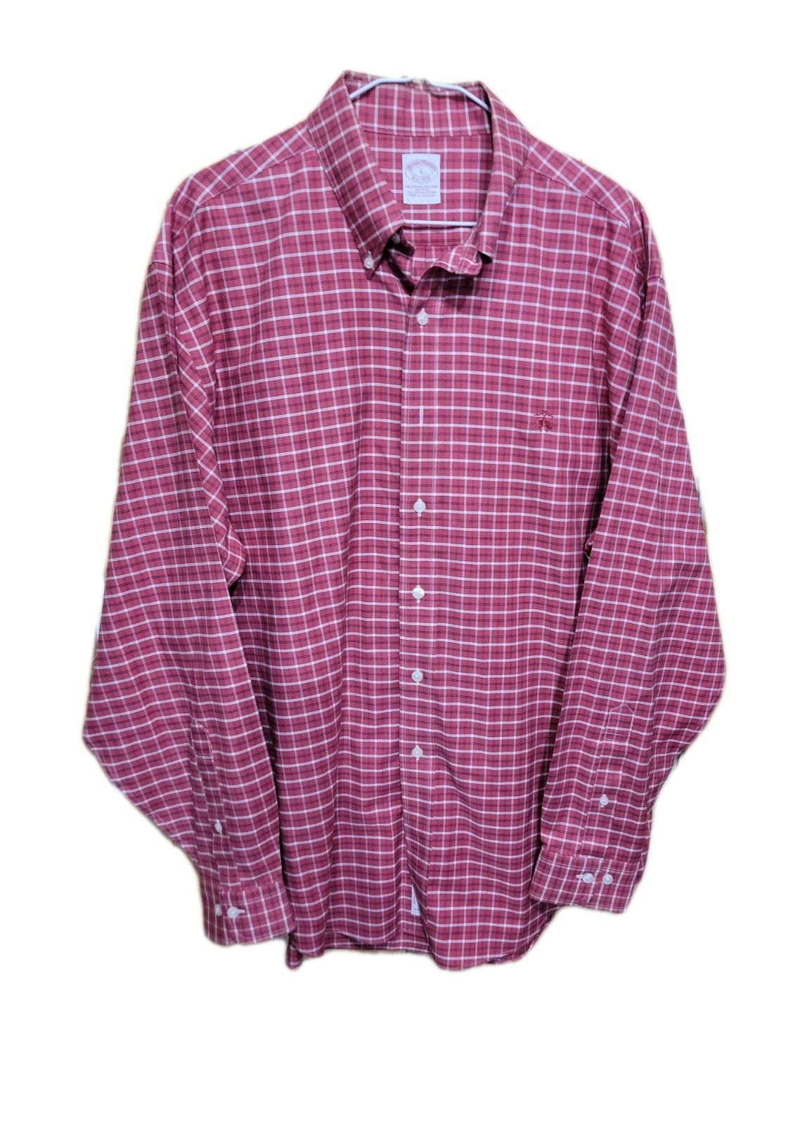 Brooks Brothers Mens Large Button Down Shirt Red Plaid