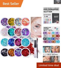Skin-Safe Chunky Holographic Glitter Pack  16 Colors for Makeup  Creative Crafts