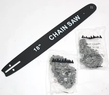 18" inch Chainsaw Guide Bar w/2pk Chain Blade Set 0.325 .058" 72DL Drive Links