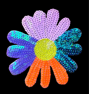 4+3/8-inch Vibrant Pastel Floral Sequin iron on Patch applique FREE SHIPPING
