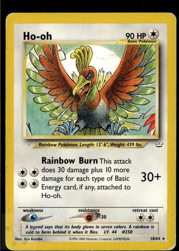 Ho-oh 18/64 Rare Neo Revelation Pokemon Unlimited HP