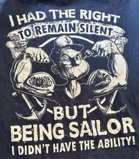 Vintage Popeye Sailor T-Shirt Large Y2K Had Right To Remain Silent No Ability