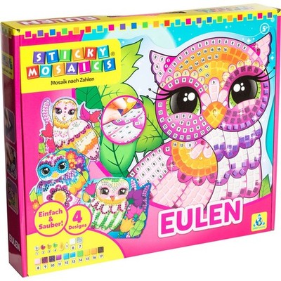 The Orb Factory Sticky Mosaics Kinder Mosaik Bastelset Eulen 4 Bunte Designs