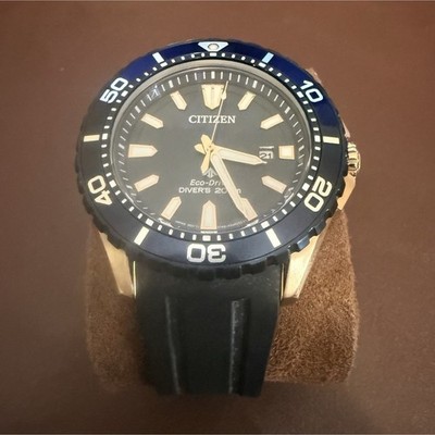 Citizen Eco-Drive Diver's 200m Men's Quartz Date Black Dial Blue Bezel Rubber