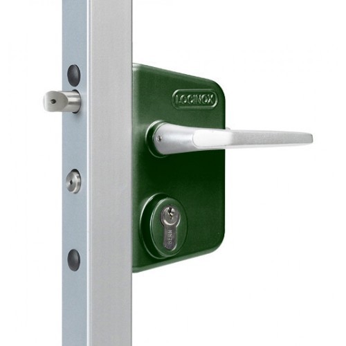 Serrure portail battant LAKQ vert LOCINOX pour profil 40-60 mm