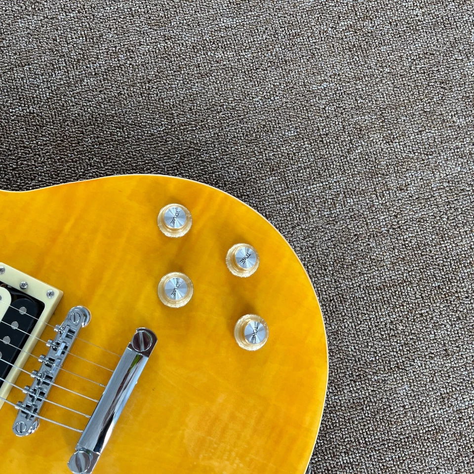 Guitarra eléctrica Chibson estándar, cuerpo de caoba llama tapa de arce entrega rápida Foto 4 de 4