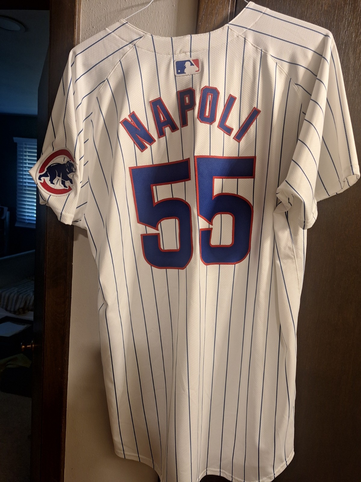 Mike Napoli #55 Game Used/issued Chicago Cubs Sz 44 Nike white Pinstripe Jersey