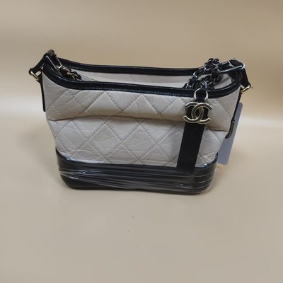 Genuine CHANEL Gabrielle Small Hobo Bag in Beige / Black Leather
