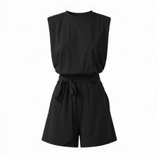Halara Round Neck Sleeveless Tie-front Easy Peezy Casual Romper Size Medium