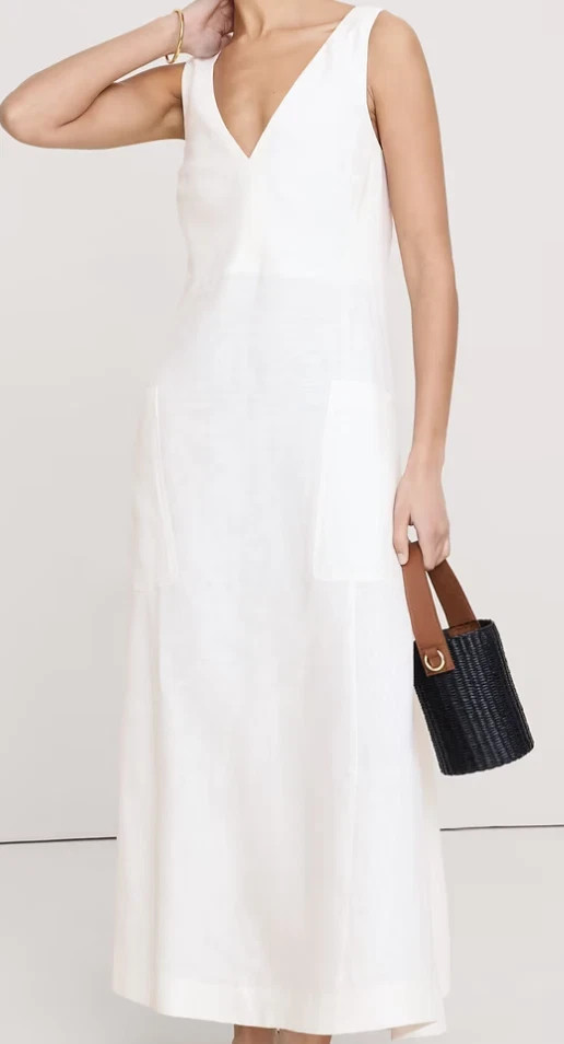 Banana Republic 100% Linen Soft White Maxi Dress Small Size (NEW)