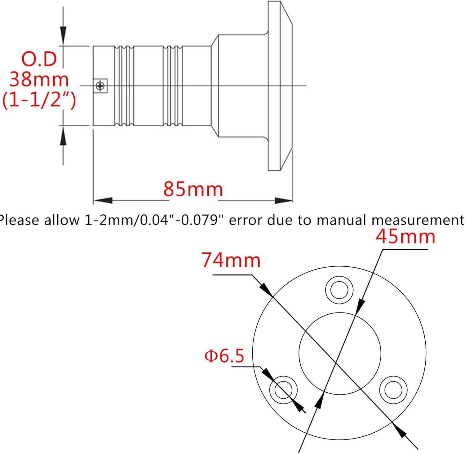 NEW Casting 1-1/2"38mm Boat Fuel Deck Fill/Filler with Key Cap Marine 316 Sta...