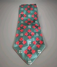 Neck Tie Vintage Regal Cravat 50s Green With Red Floral Swing Men's Accessories