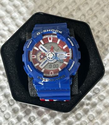 Casio G-SHOCK Marvel Captain America Blue Resin Analog-Digital Quartz 200m Box