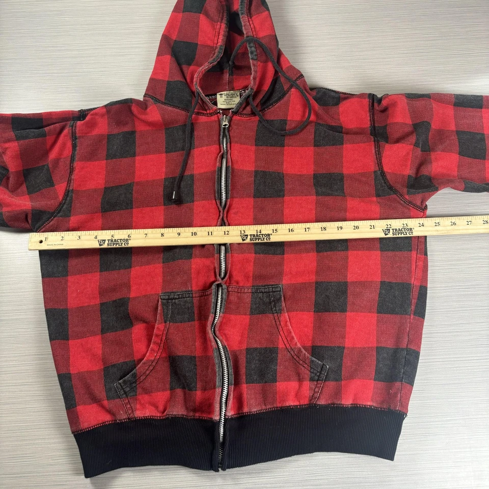 Sudadera con Capucha Galaxy by Harvic Para Hombre Grande Roja Negra Búfalo Cuadros Cremallera Completa Foto 3 de 4