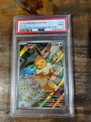 POKEMON 2025 07 Prismatic Evolutions ETB EEVEE Pokemon Center #173 PSA 9 Mint