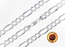 10mm 925 Italy Sterling Silver Diamond Cut Figaro Chain Necklace or Bracelet