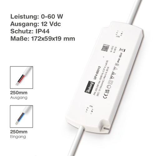 LED Trafo 12V 24V 20W 40W 60W Wasserdicht IP44 Treiber Netzteil Vorschaltgerät - Bild 4 von 7