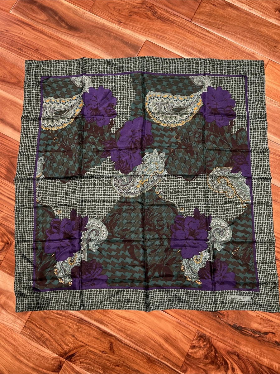 Vintage Christian Dior Echarpes 100% Silk Scarf Square Wrap Paisley 30x30  80s | eBay