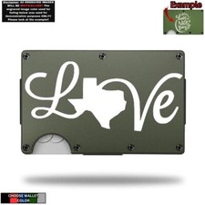 LOVE TEXAS TEXAN Pride Laser Engraved Onto An Aluminum Wallet