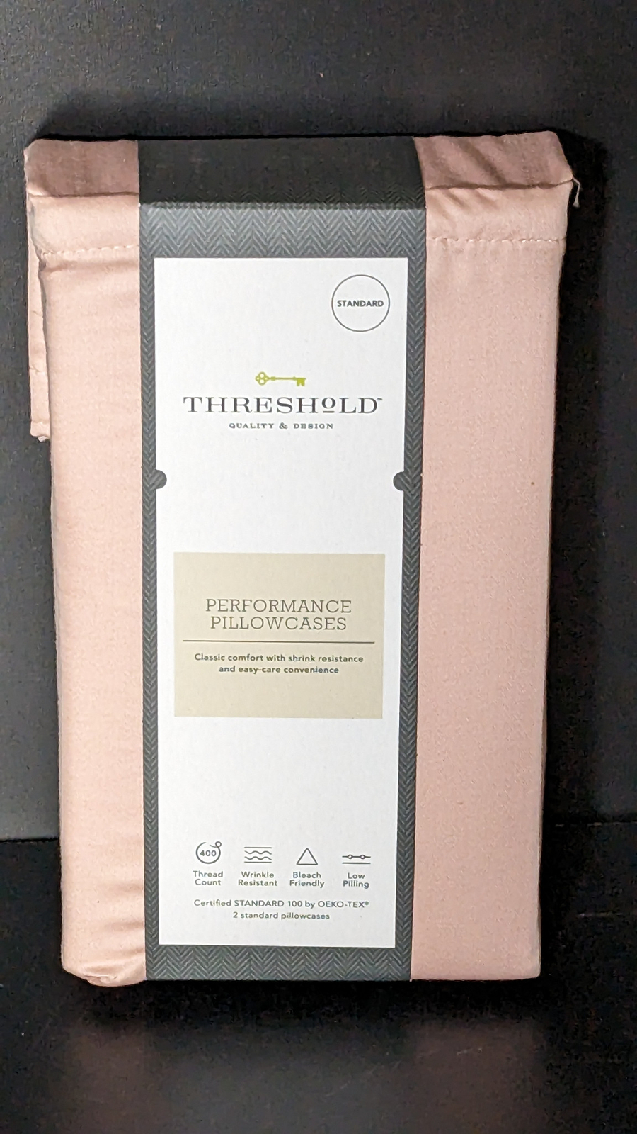 Threshold Standard 400 Thread Count Blush Performance Pillowcase Set eBay