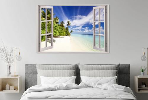 Sunny Beach Window Trees home decor wall picture high quality choose ur ...