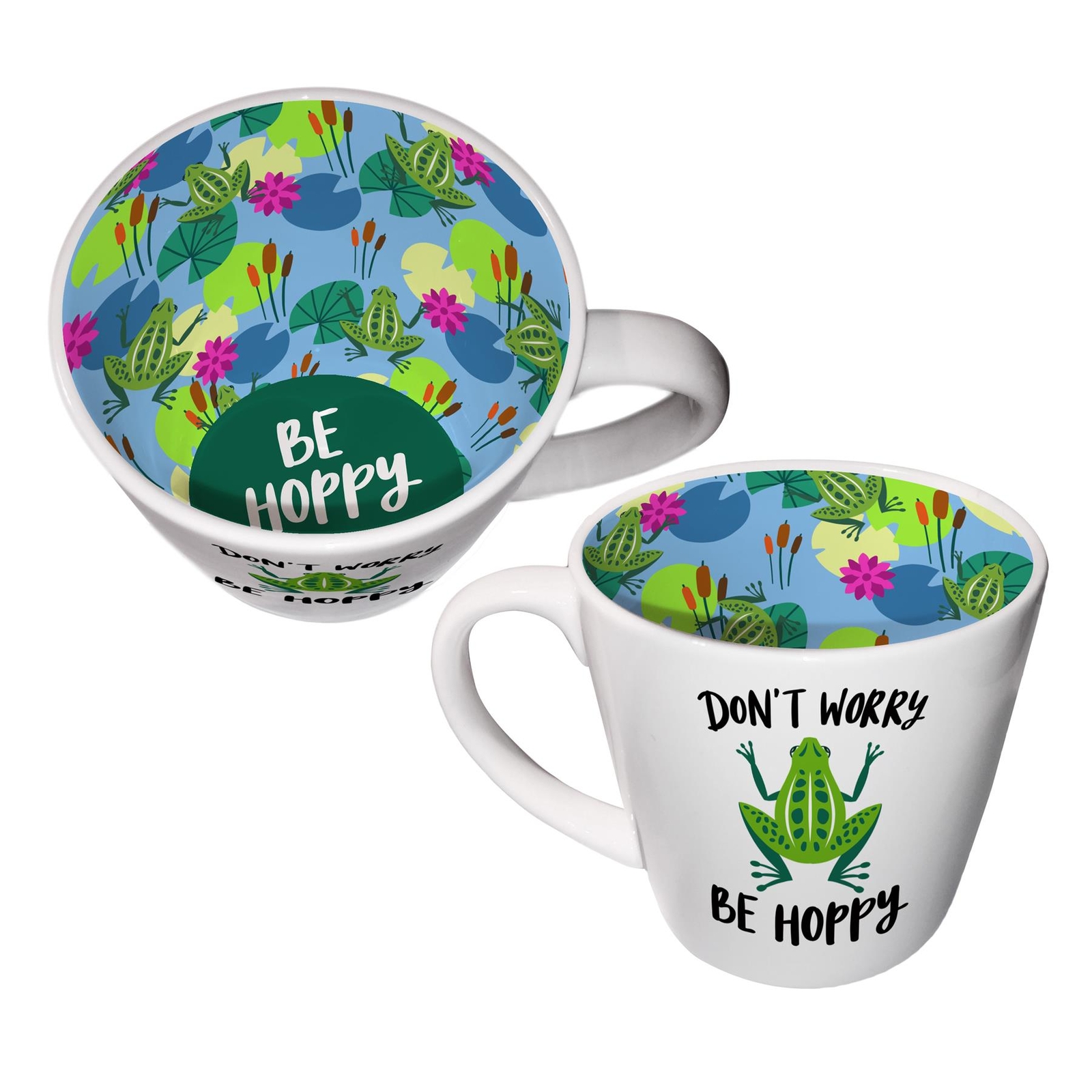 Novelty Coffee Mug Printed Tea Cup Don't Worry Be Hoppy Gift Boxed Inside Out