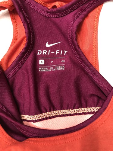 Nike Girls Top Orange Purple Size Small Breathe Dri-Fit Tank Sports Bra - Picture 8 of 8