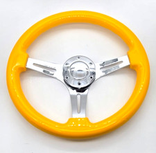 14 Billet Universal Polished Yellow Vinyl Steering Wheel Ford Chevy Muscle