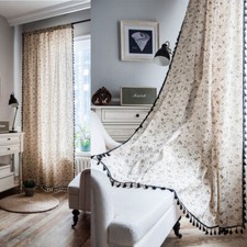 Curtain for Living Room Tassels Window Curtain Panel Drape Treatment Home Decor