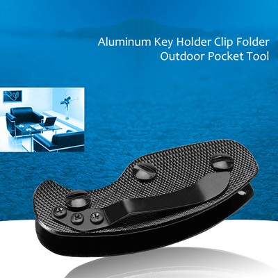 Aluminum Key Holder Clip Folder Outdoor Pocket Tool (Black)