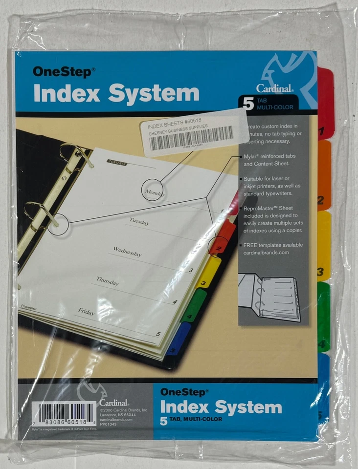 Cardinal OneStep Index System 5-Tab Numbered Multi-Color Lot of 15 Sets (#60518) - Image 2 of 4