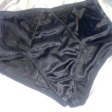Black Shaper VINTAGE panties Polyester spandex Black Lace trim sides NWOT XL