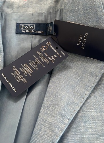 Polo By Ralph Lauren Long Chambray Cotton Blazer NWT Sz 2 $698 - Picture 7 of 8